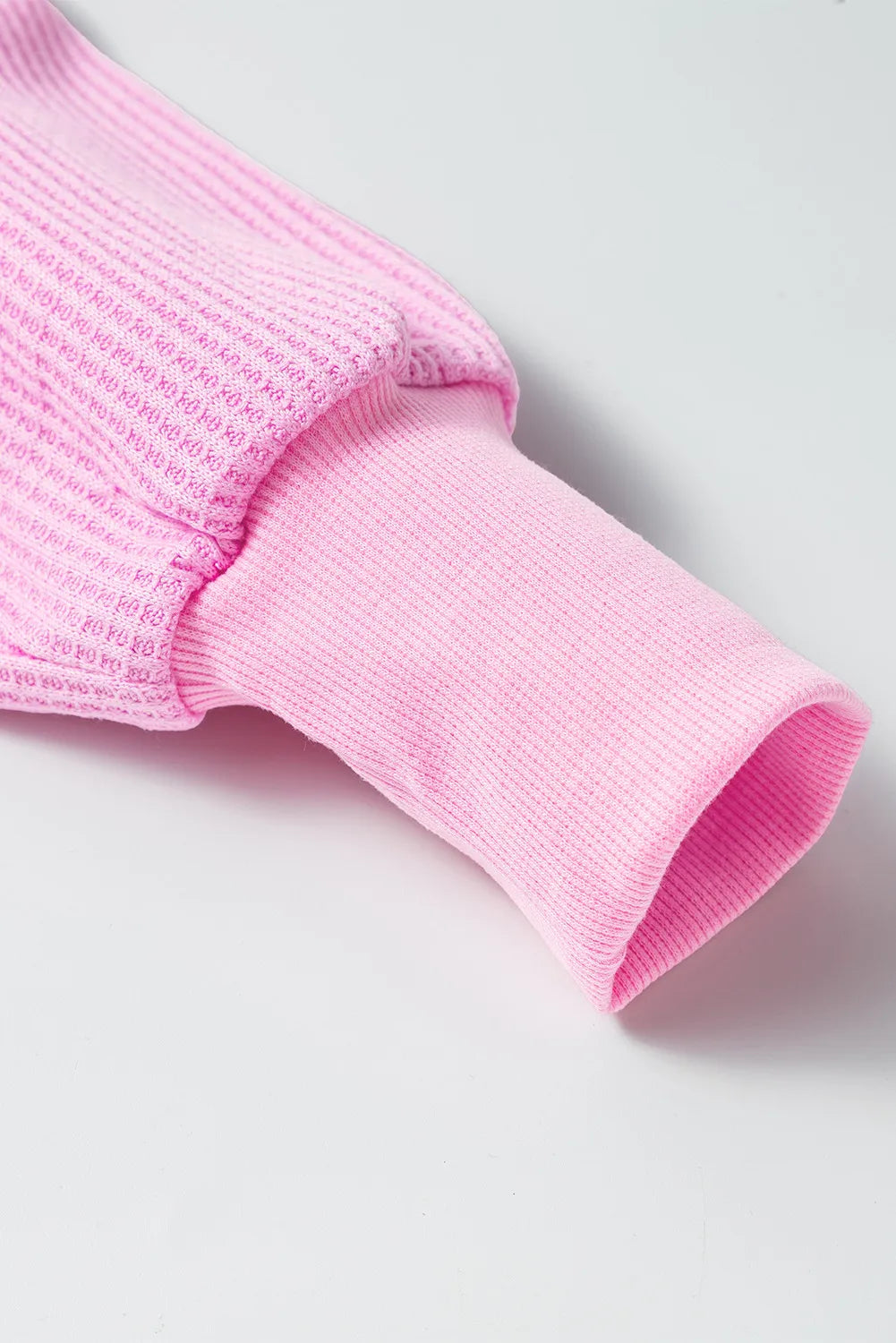 Waffle-Knit V-Neck Long Sleeve Blouse Trandify Deal