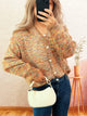 Women's Multi-Color Knit Cardigan - Button Down Long Sleeve Top