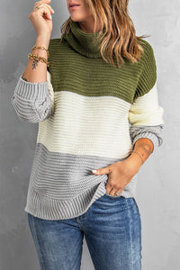 Color Block Turtleneck Long Sleeve Sweater Trandify Deal