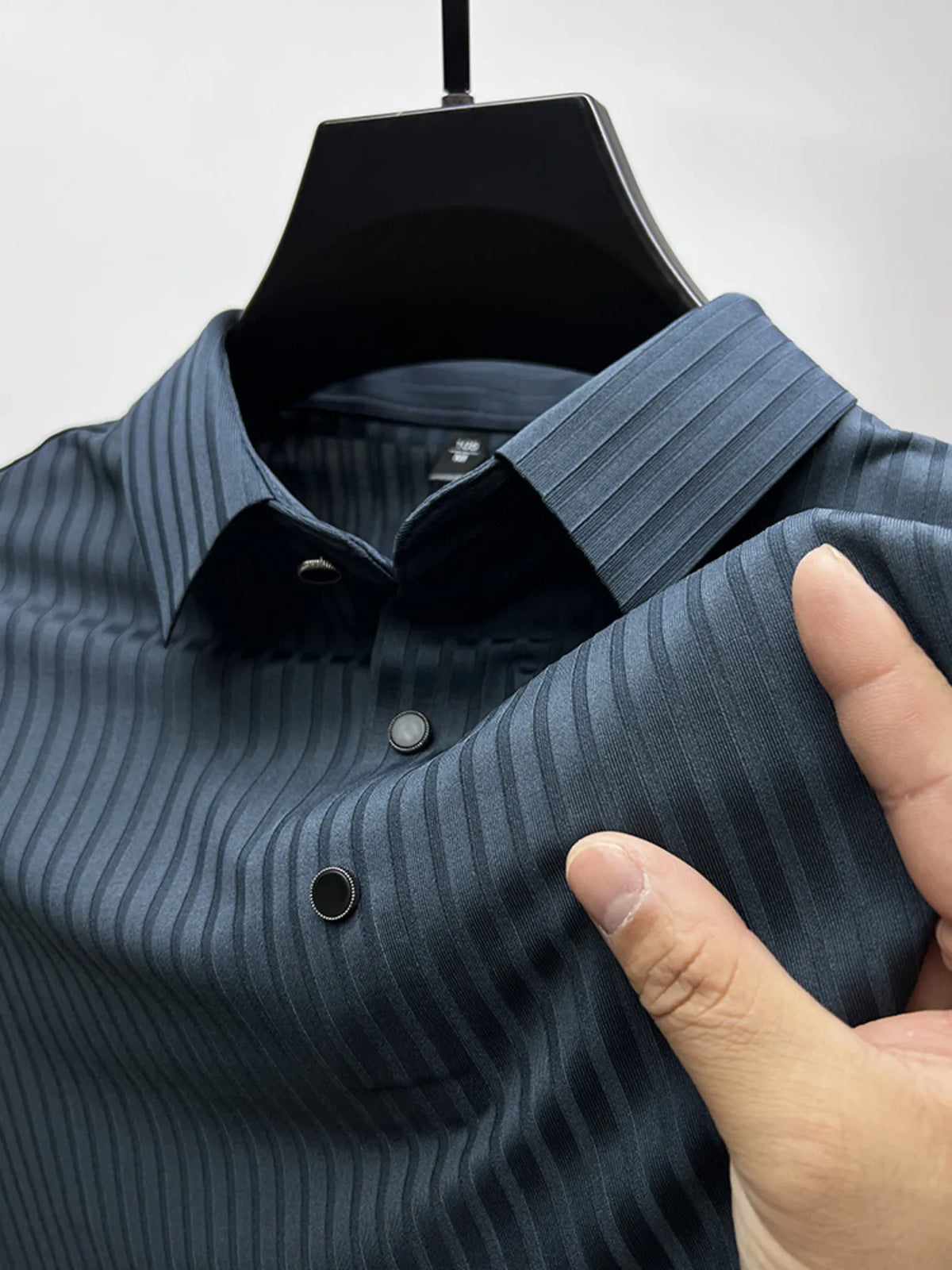 Men's Plus Size Ribbed Texture Polo Shirt – Short Sleeve Casual Top for Big & Tall – Breathable Summer Wear