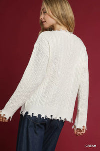 Umgee Distressed American Flag Sweater - Patriotic Top