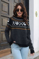 Ghost Pattern Round Neck Long Sleeve Sweater Trandify Deal