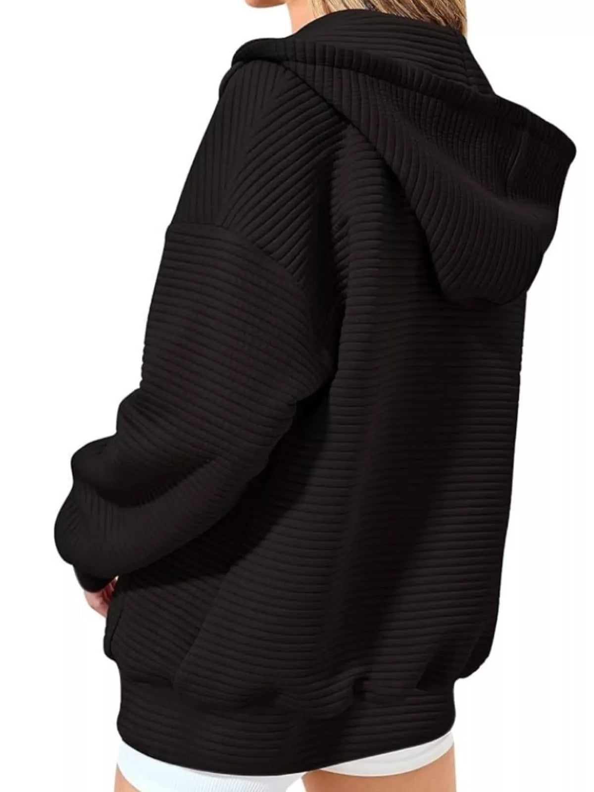 Women's Zip Up Hoodie - Oversized Cropped Style