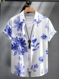Men’s Hawaiian Print Short Sleeve Button-Up Shirt – Tropical Summer Fashion