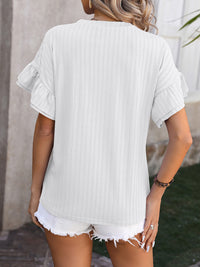 Ruffled Round Neck Short Sleeve Top Trandify deal