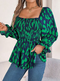 Square Neck Flounce Sleeve Blouse Trandify Deal