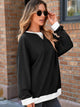 Contrast Trim Round Neck Long Sleeve Sweatshirt Trandify Deal