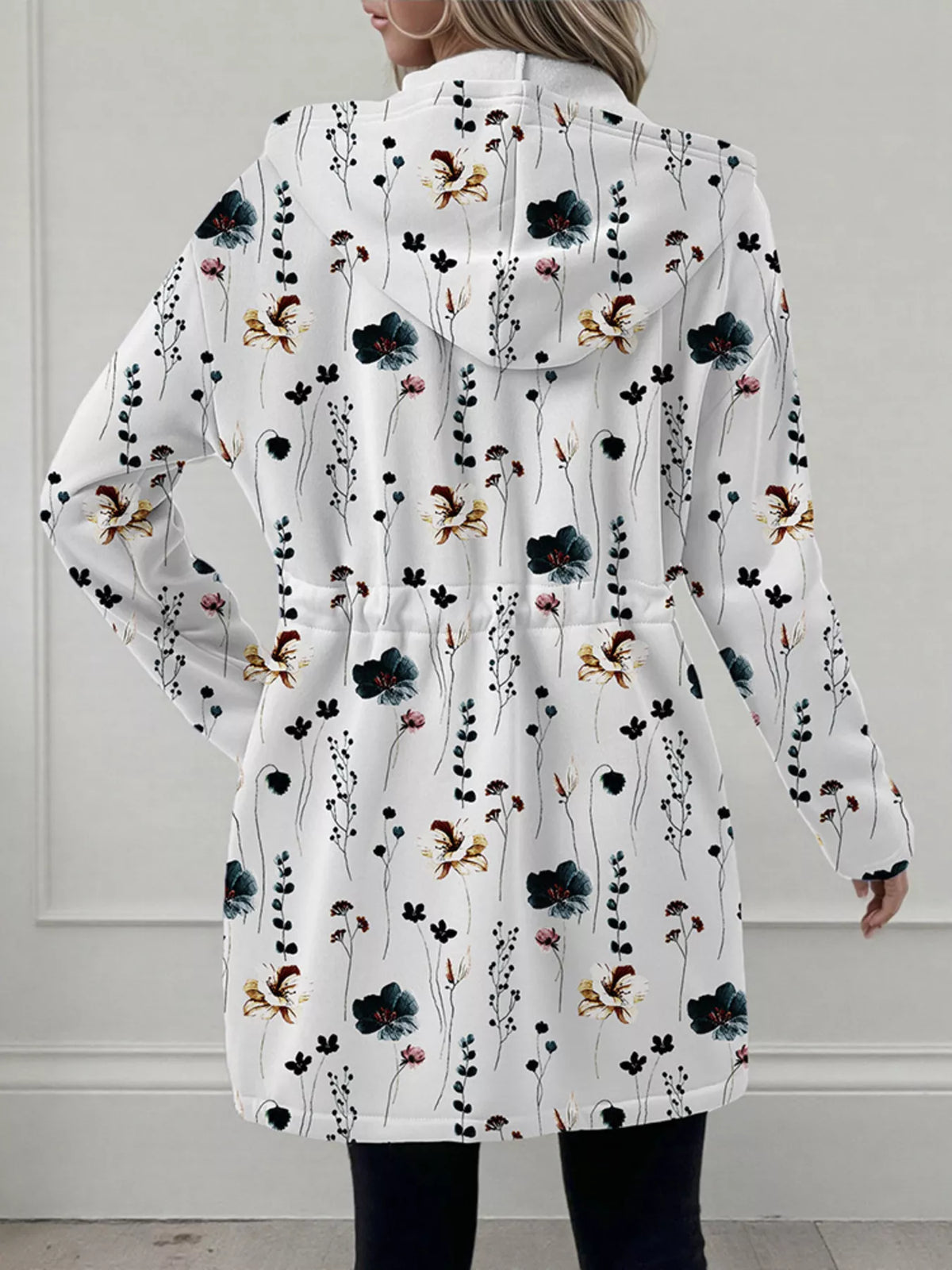 Women's lightweight zip up hoodie jacket in White with front pockets.