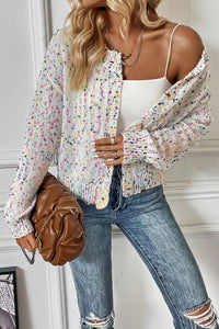 Confetti Button Up Long Sleeve Cardigan - Trandify Deal