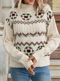 Chunky Cable Knit Turtleneck Sweater for Women