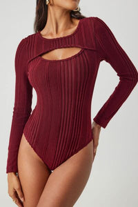 Sexy Ribbed Cutout Bodysuit for Women – Stretchy Y2K Fashion Top