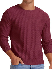 Men's Ribbed Hem Round Neck Sweater – Plus Size Casual Pullover for US Buyers