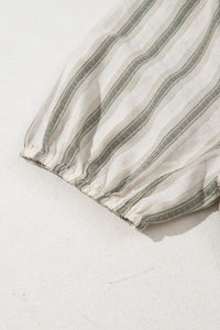 Women's Striped Frill Tie Neck Blouse