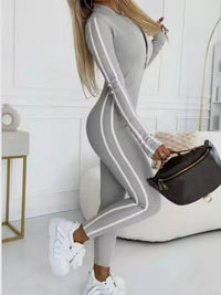 Plus Size Striped Jumpsuit with Zip-Front