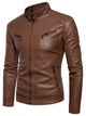 Men's Plus Size Motorcycle Leather Jacket - Casual Biker Jacket