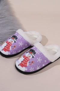 Snowman Round Toe Faux Fur Slippers Trandify Deal