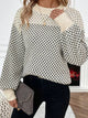 Women's contrast color lantern sleeve sweater