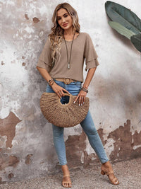 V-Neck Half Sleeve Blouse - Trandify Deal