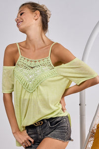 BiBi Front Crochet Lace Adjustable Strap Top Trandify Deal