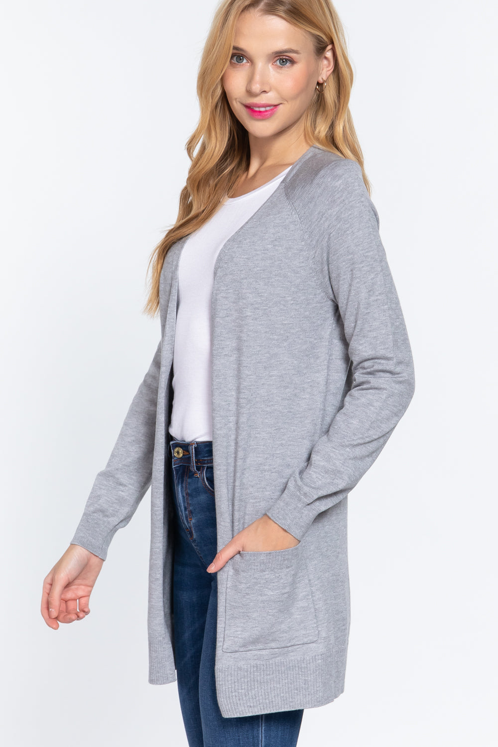 ACTIVE BASIC Open Front Long Sleeve Cardigan Trandify deal