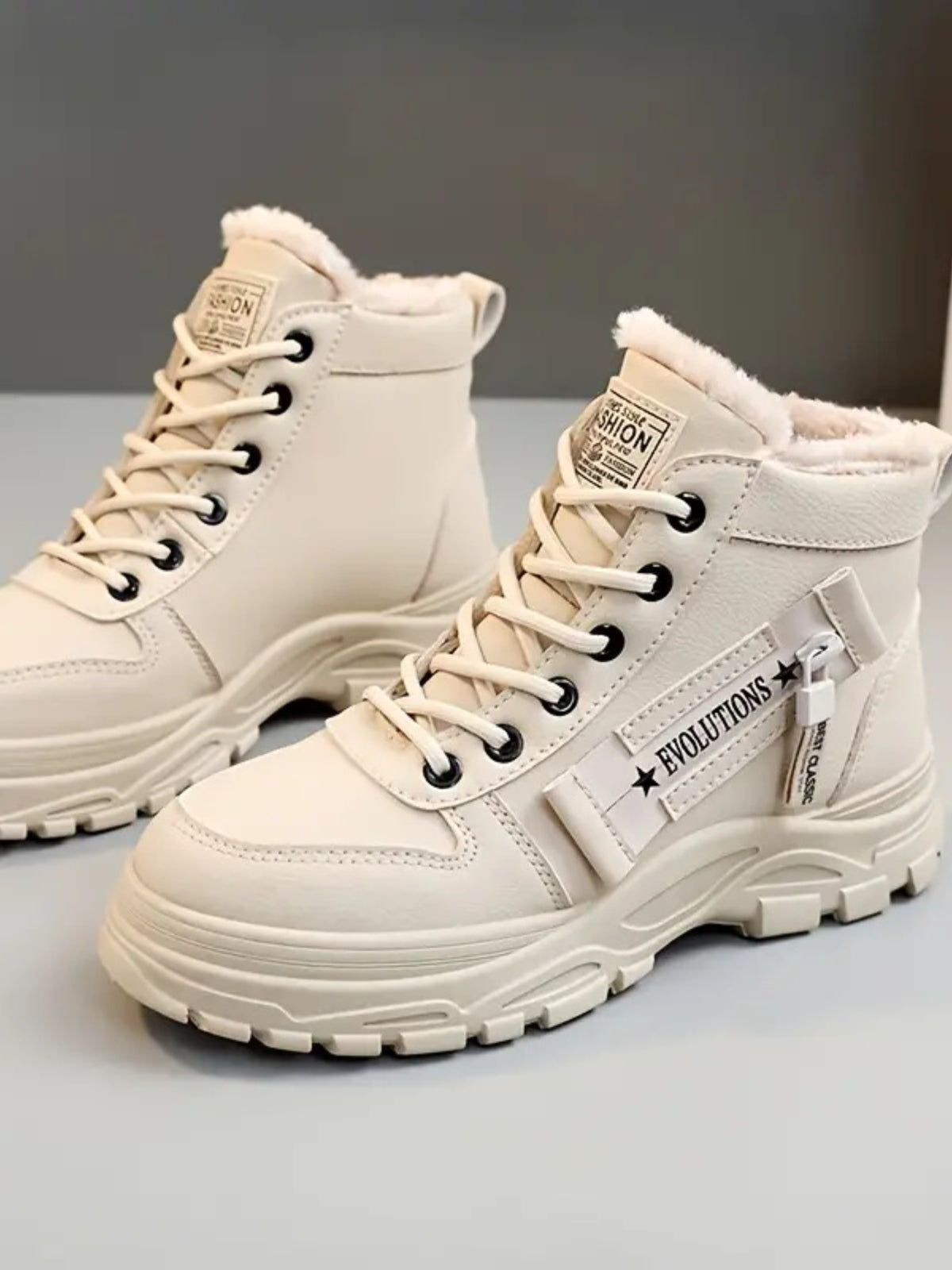 Decorative Zipper Round Toe Platform Boots Trandify Deal