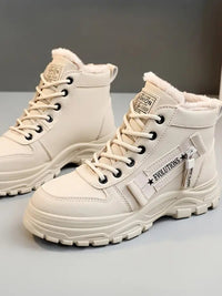 Decorative Zipper Round Toe Platform Boots Trandify Deal