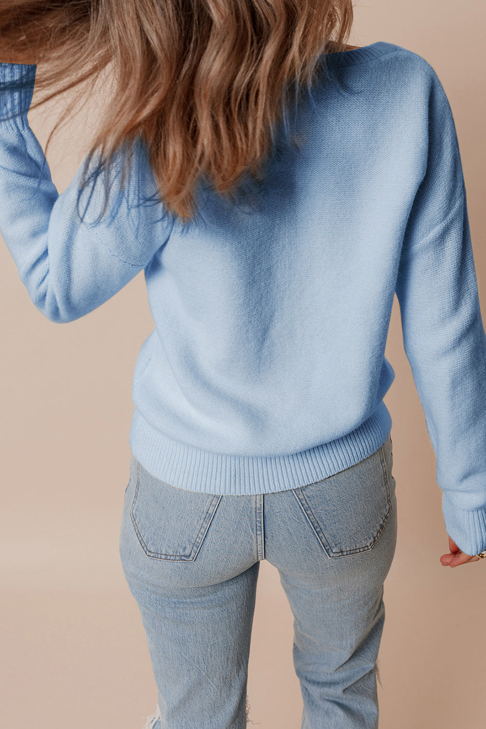 Crochet Flower Round Neck Dropped Shoulder Sweater Trandify Deal