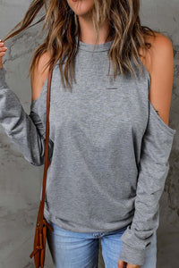Cold Shoulder Long Sleeve Sweatshirt Trandify deal