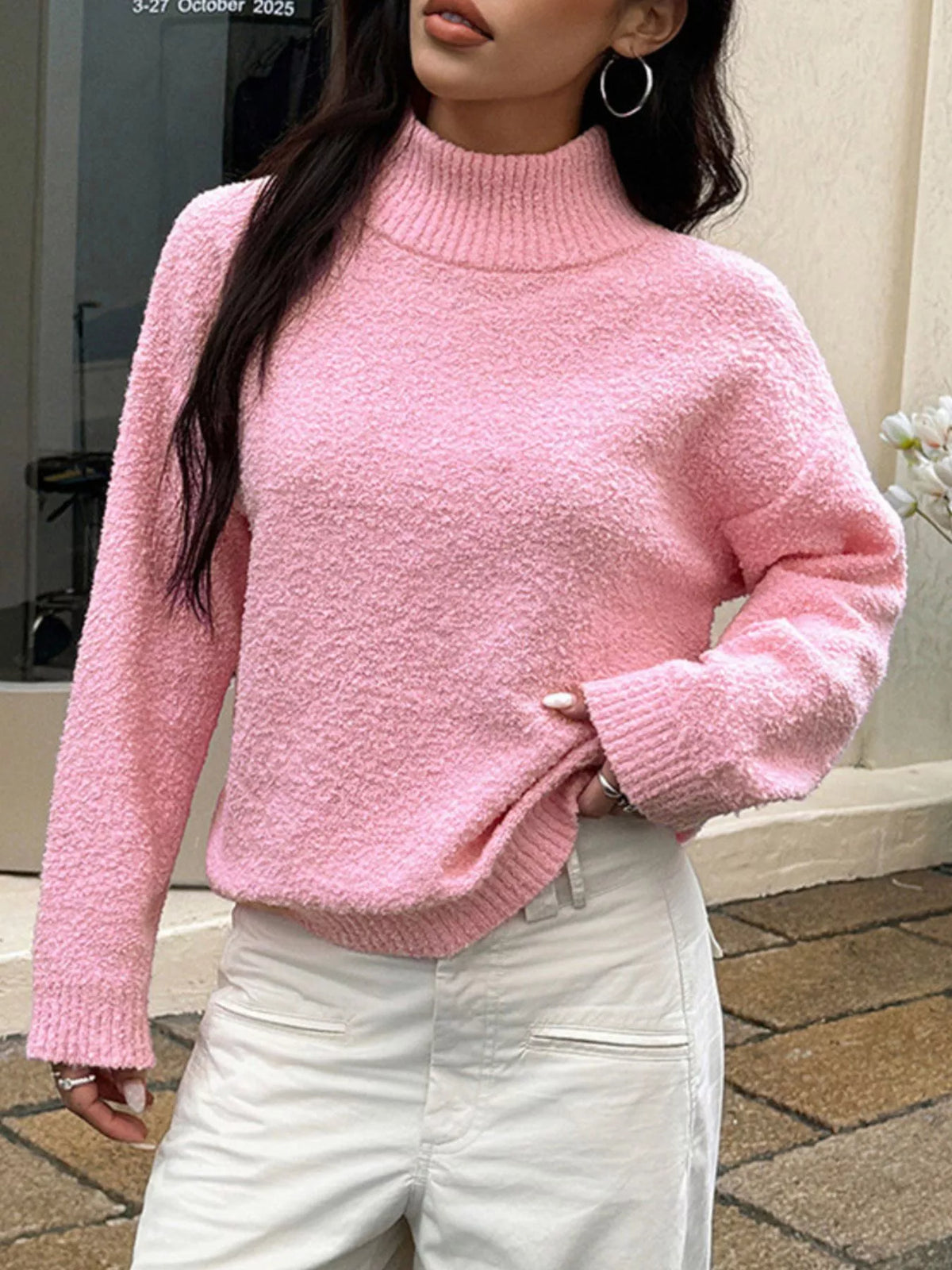 Women's Ribbed Turtleneck Sweater Long Sleeve Top for Fall Winter Fashion