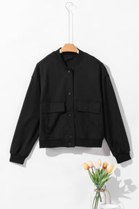 Pocketed Snap Down Long Sleeve Jacket Trandify Deal