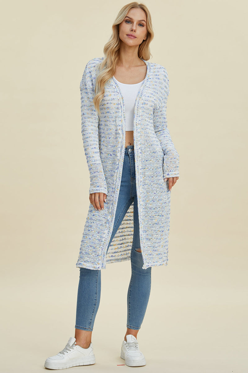 Double Take Full Size Open Front Longline Cardigan Trandify deal