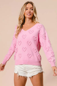 Valentines Heart Knit Top - Ribbed & Stretchable