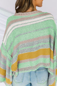 Contrast Striped Boat Neck Dropped Shoulder Sweater Trandify Deal
