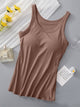 Round Neck Tank with Bra - Trandify Deal