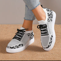 Lace-Up Leopard Flat Sneakers Trandify Deal