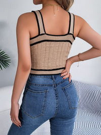 Decorative Button Wide Strap Knit Cami Trandify deal