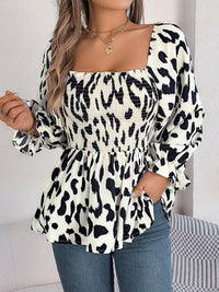 Square Neck Flounce Sleeve Blouse Trandify Deal