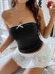 Women’s Bow Detail Tube Top – Sleeveless Stretch Crop Top for Summer Outfits