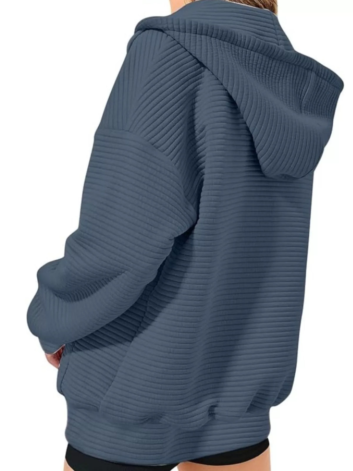 Women's Zip Up Hoodie - Oversized Cropped Style