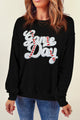 Letter Graphic Round Neck Long Sleeve Sweatshirt Trandify Deal