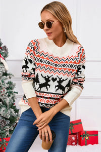 Angel Wings Reindeer Round Neck Long Sleeve Sweater Trandify Deal