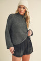 womens mock neck ribbed long sleeve sweater slim fit top