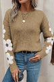 Flower Round Neck Long Sleeve Sweater Trandify Deal