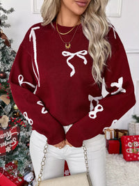 Oversized Bow Detail Sweater for Women | Cozy Fall Winter Top