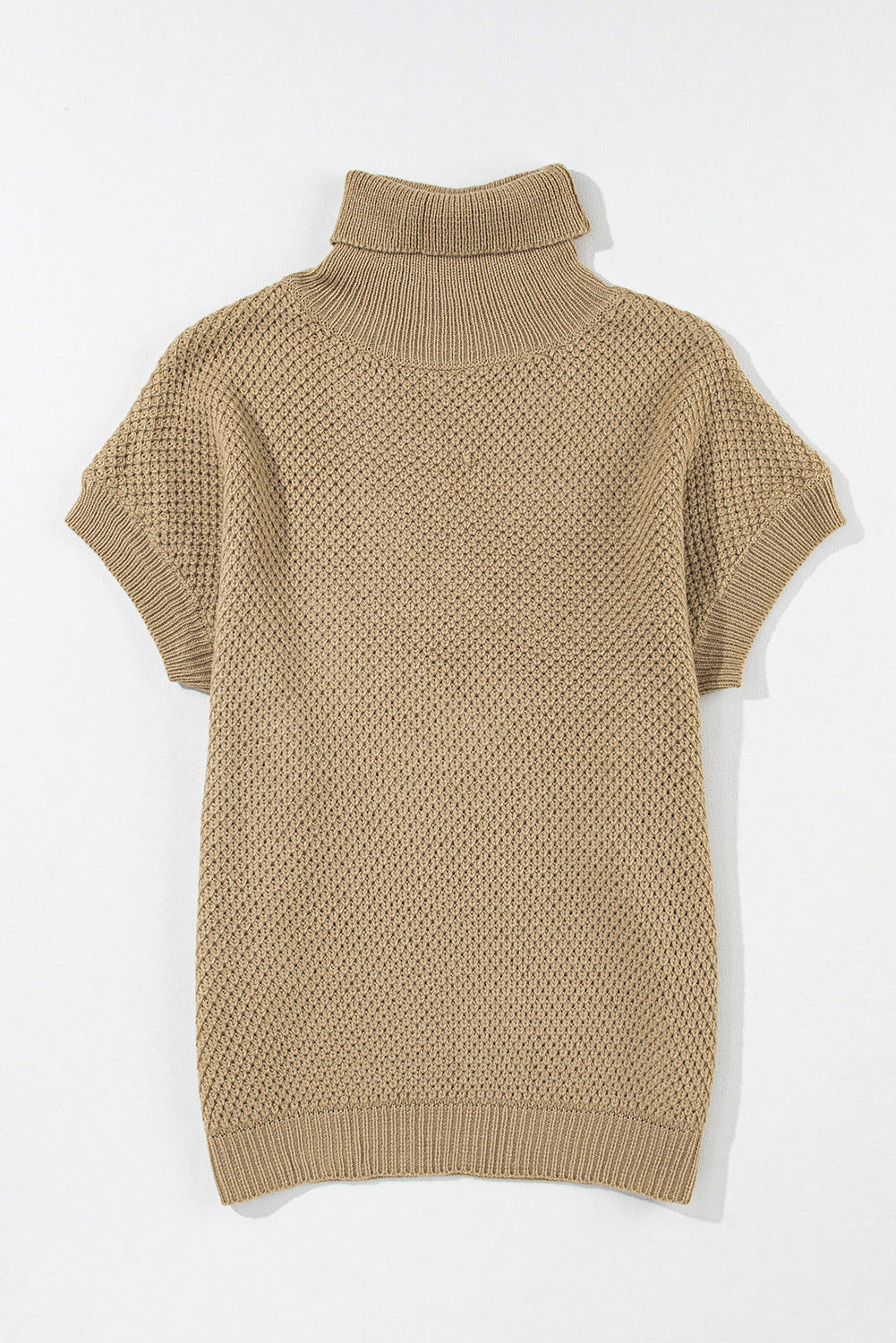 Solid Color Turtleneck Short Sleeve Sweater Trandify Deal