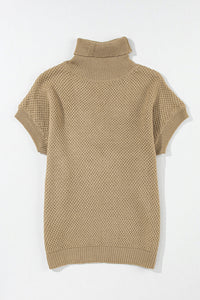 Solid Color Turtleneck Short Sleeve Sweater Trandify Deal
