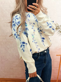 Women's Sequin Crewneck Sweater - Long Sleeve Party Wear