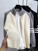 Men's Color Block Zip-Up Cardigan Slim Fit Lightweight Knit Sweater for Fall Winter Fashion