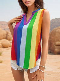 Perfee Color Block Notched Sleeveless Top Trandify deal