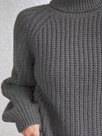 Plus Size Turtleneck Sweater - Ribbed Long Sleeve Top
